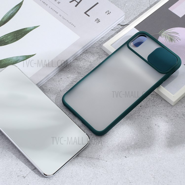 Matte PC + TPU Hybrid Case with Slide Camera Protection Cover for iPhone X/XS 5.8 inch - Green-6