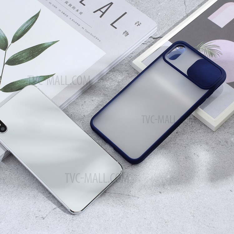 Matte PC + TPU Hybrid Case with Slide Camera Protection Cover for iPhone X/XS 5.8 inch - Blue-6