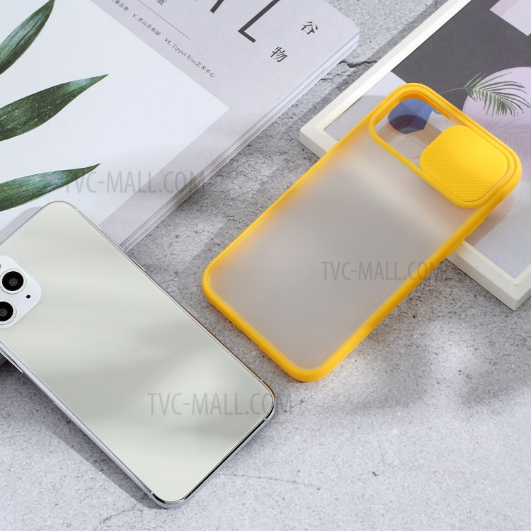 Matte PC + TPU Combo Phone Case with Slide Camera Shell for iPhone 11 Pro 5.8 inch - Yellow-6