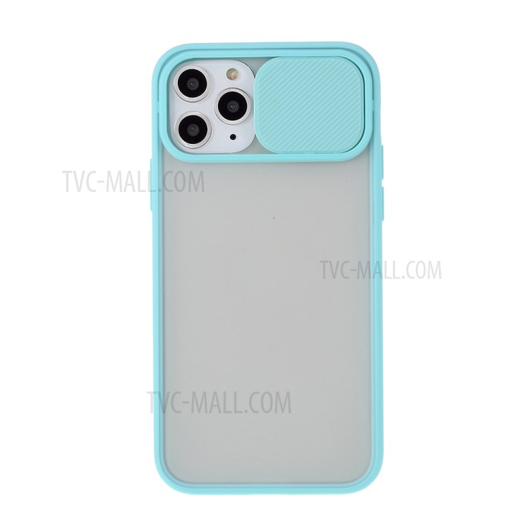Matte PC + TPU Combo Phone Case with Slide Camera Shell for iPhone 11 Pro 5.8 inch - Cyan-1