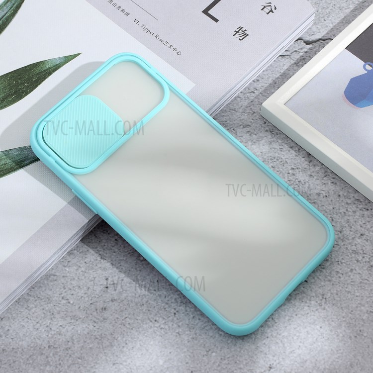 Matte PC + TPU Combo Phone Case with Slide Camera Shell for iPhone 11 Pro 5.8 inch - Cyan-3