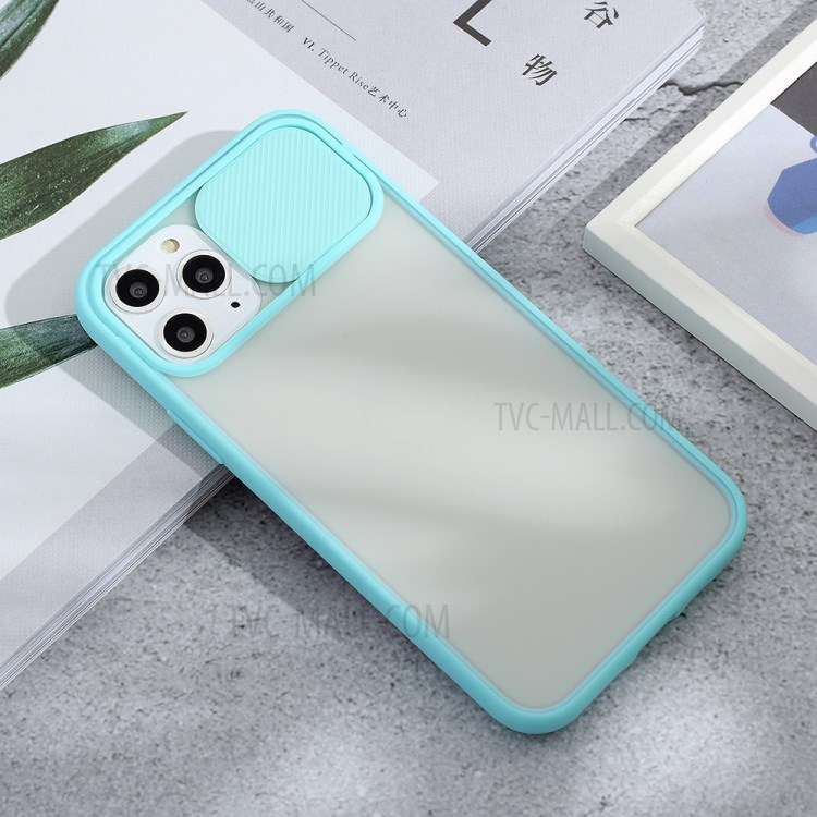 Matte PC + TPU Combo Phone Case with Slide Camera Shell for iPhone 11 Pro 5.8 inch - Cyan-4