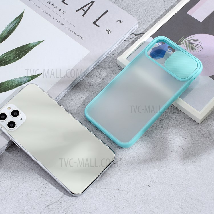 Matte PC + TPU Combo Phone Case with Slide Camera Shell for iPhone 11 Pro 5.8 inch - Cyan-6