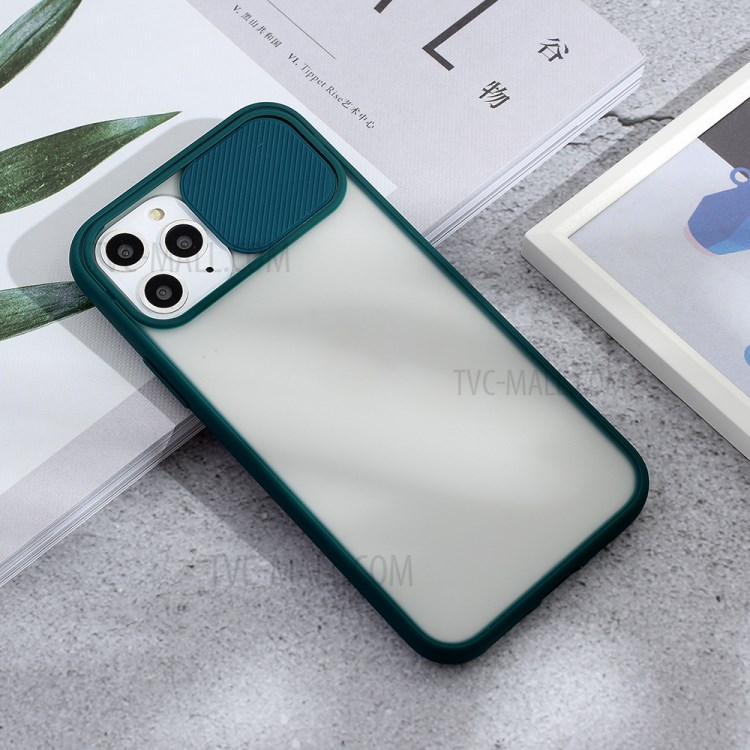 Matte PC + TPU Combo Phone Case with Slide Camera Shell for iPhone 11 Pro 5.8 inch - Green-4