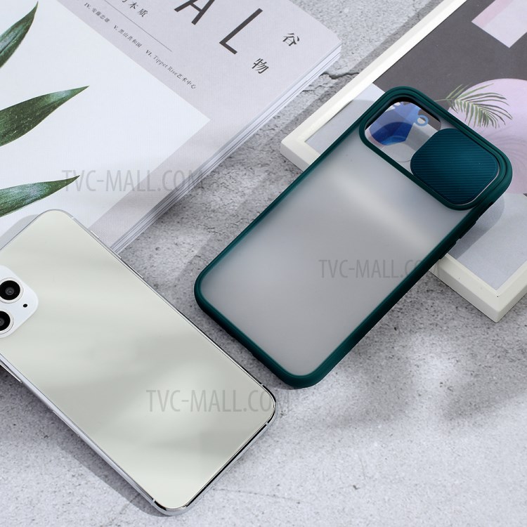 Matte PC + TPU Combo Phone Case with Slide Camera Shell for iPhone 11 Pro 5.8 inch - Green-6
