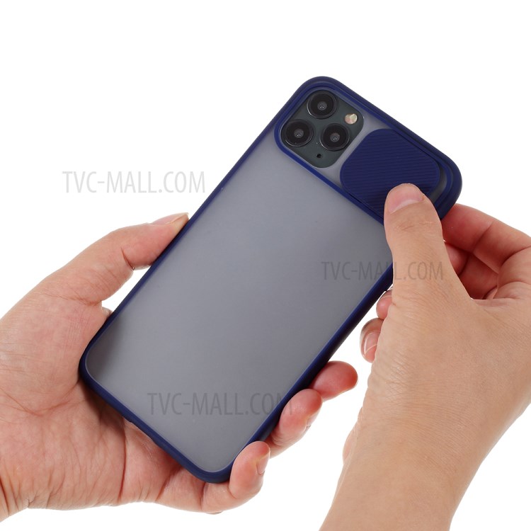 Matte PC + TPU Combo Phone Case with Slide Camera Cover for iPhone 11 Pro Max 6.5 inch - Blue-3