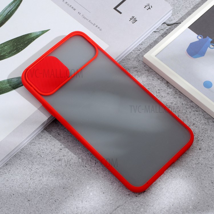 Matte PC + TPU Combo Phone Case with Slide Camera Cover for iPhone 11 Pro Max 6.5 inch - Red-2