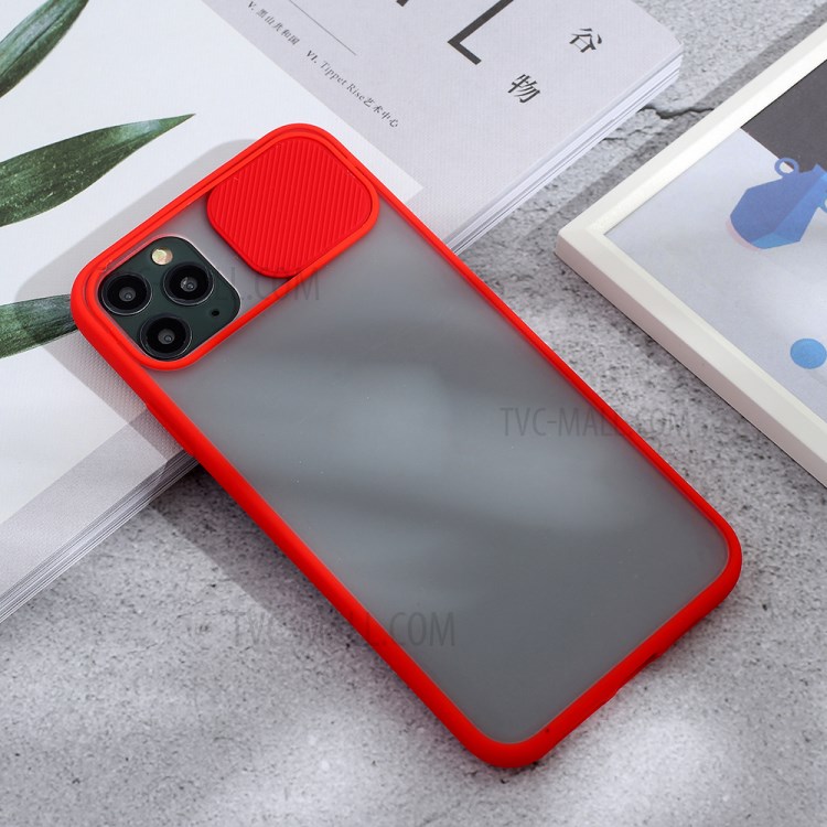 Matte PC + TPU Combo Phone Case with Slide Camera Cover for iPhone 11 Pro Max 6.5 inch - Red-3