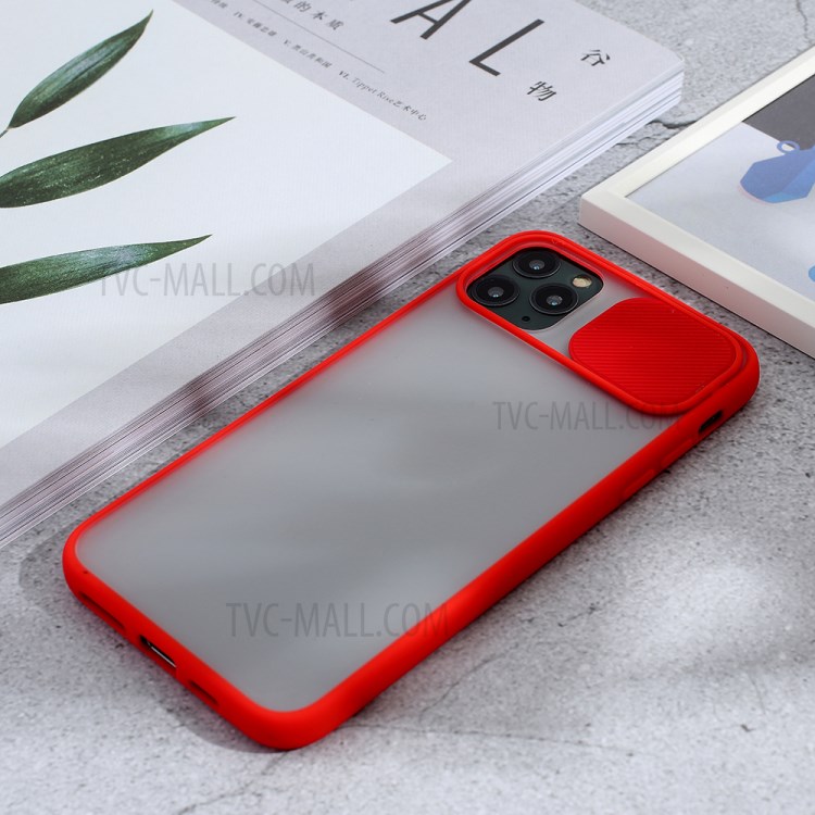 Matte PC + TPU Combo Phone Case with Slide Camera Cover for iPhone 11 Pro Max 6.5 inch - Red-4