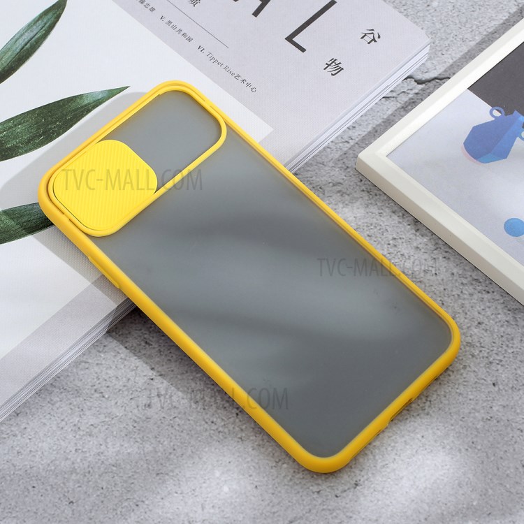 Matte PC + TPU Combo Phone Case with Slide Camera Cover for iPhone 11 Pro Max 6.5 inch - Yellow-2