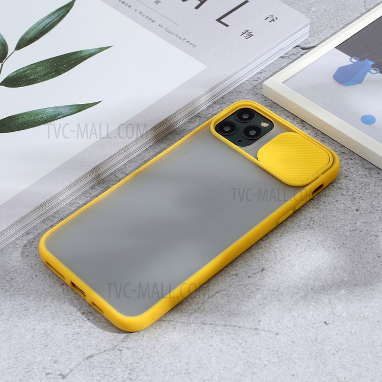 Matte PC + TPU Combo Phone Case with Slide Camera Cover for iPhone 11 Pro Max 6.5 inch - Yellow-4