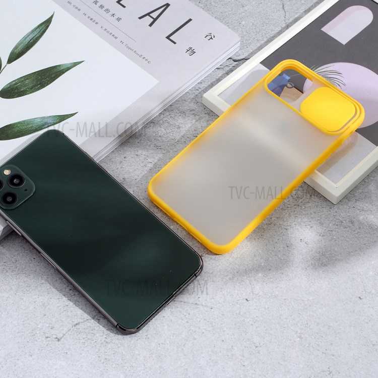 Matte PC + TPU Combo Phone Case with Slide Camera Cover for iPhone 11 Pro Max 6.5 inch - Yellow-6