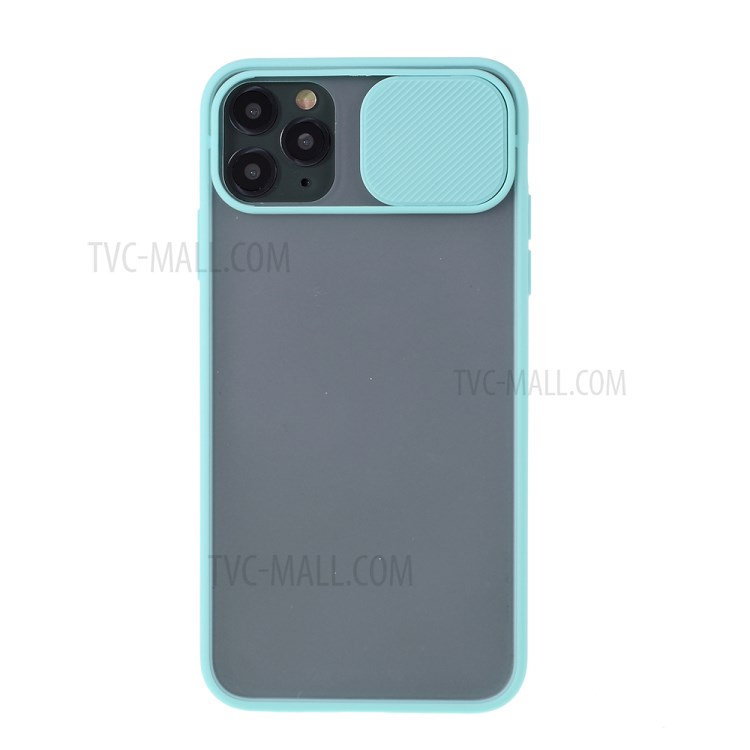 Matte PC + TPU Combo Phone Case with Slide Camera Cover for iPhone 11 Pro Max 6.5 inch - Cyan-1