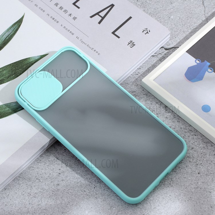 Matte PC + TPU Combo Phone Case with Slide Camera Cover for iPhone 11 Pro Max 6.5 inch - Cyan-2