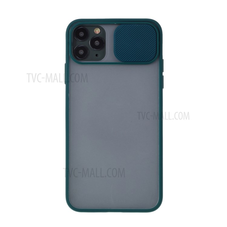 Matte PC + TPU Combo Phone Case with Slide Camera Cover for iPhone 11 Pro Max 6.5 inch - Green-1