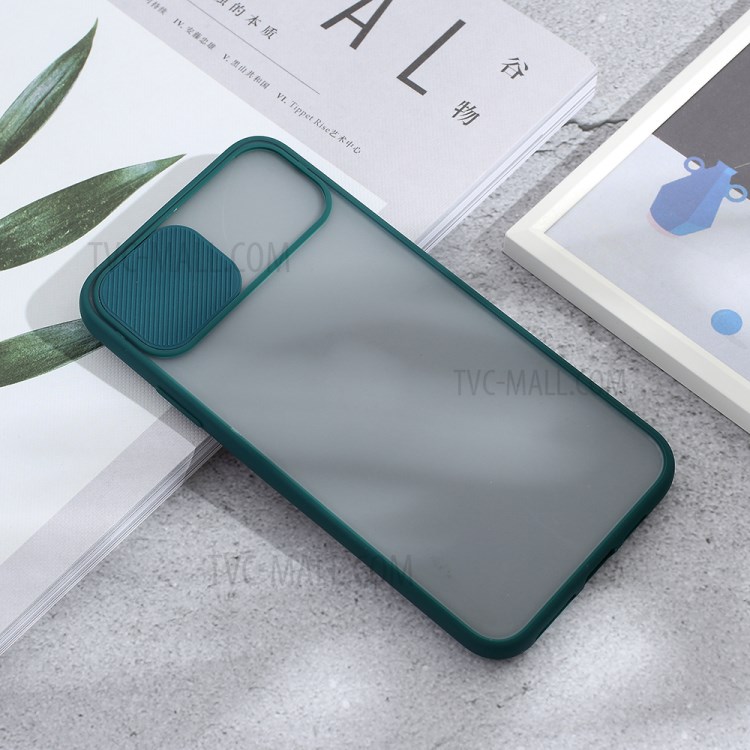 Matte PC + TPU Combo Phone Case with Slide Camera Cover for iPhone 11 Pro Max 6.5 inch - Green-2