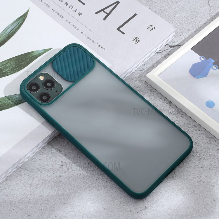 Matte PC + TPU Combo Phone Case with Slide Camera Cover for iPhone 11 Pro Max 6.5 inch - Green-3