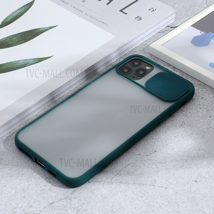 Matte PC + TPU Combo Phone Case with Slide Camera Cover for iPhone 11 Pro Max 6.5 inch - Green-4