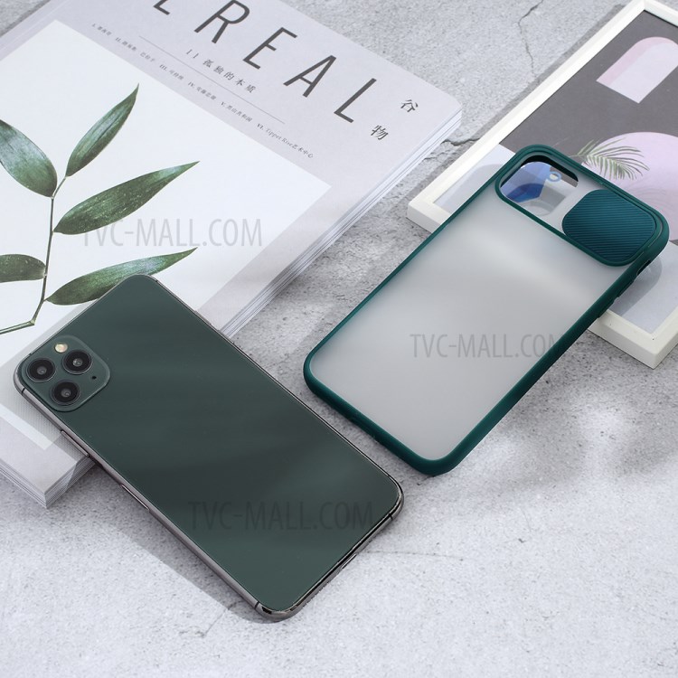 Matte PC + TPU Combo Phone Case with Slide Camera Cover for iPhone 11 Pro Max 6.5 inch - Green-6