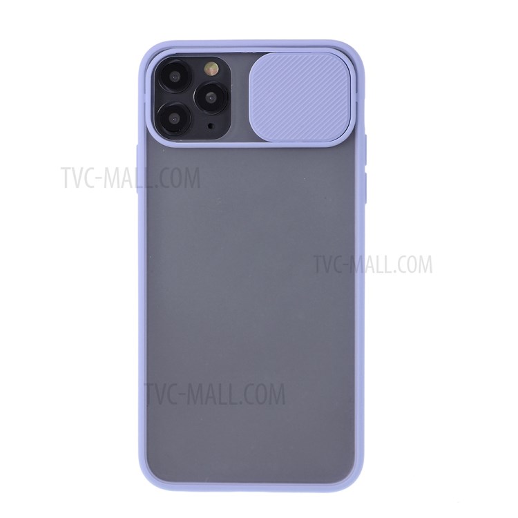 Matte PC + TPU Combo Phone Case with Slide Camera Cover for iPhone 11 Pro Max 6.5 inch - Purple-1
