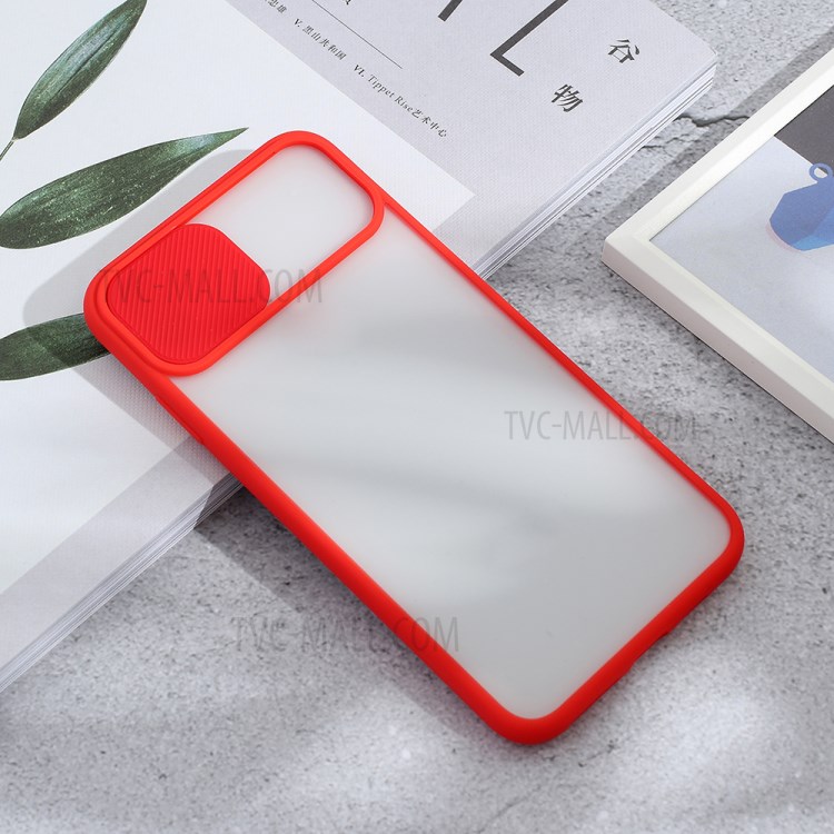 Matte PC + TPU Hybrid Case with Slide Camera Cover for iPhone XS Max 6.5 inch - Red-2