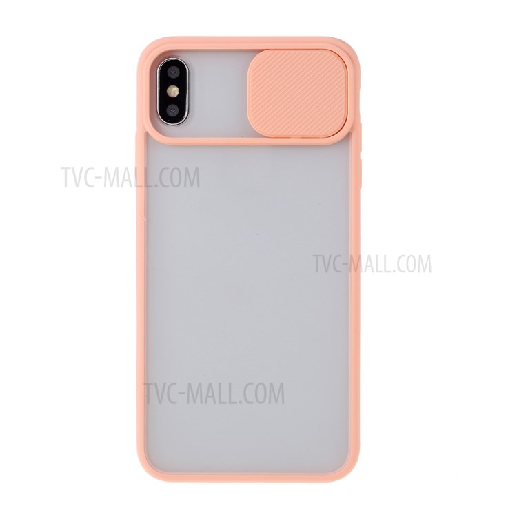 Matte PC + TPU Hybrid Case with Slide Camera Cover for iPhone XS Max 6.5 inch - Pink-1