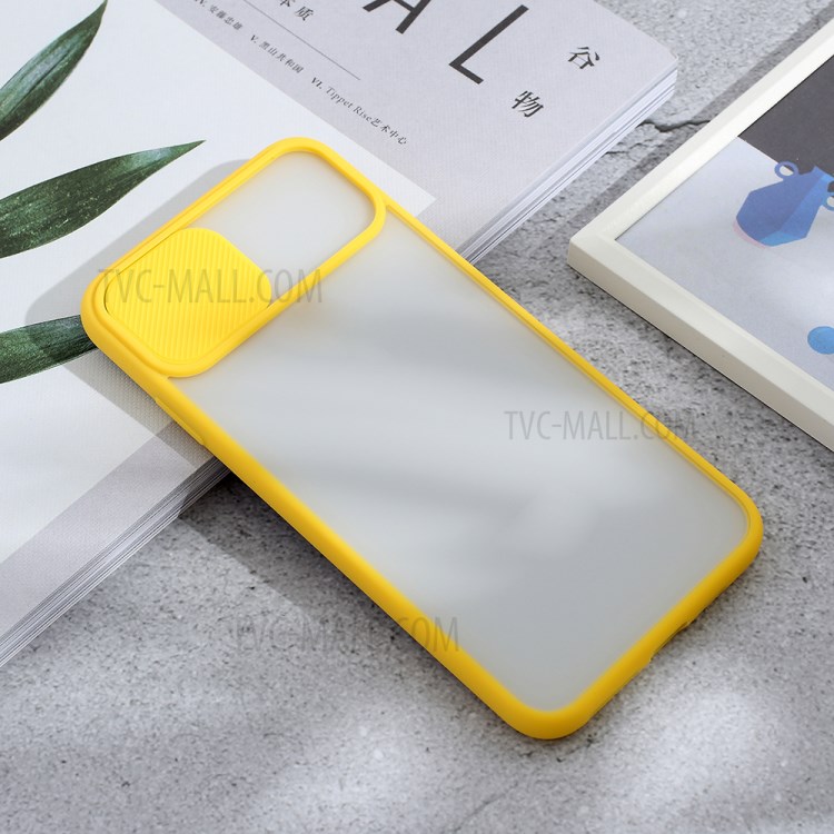 Matte PC + TPU Hybrid Case with Slide Camera Cover for iPhone XS Max 6.5 inch - Yellow-2