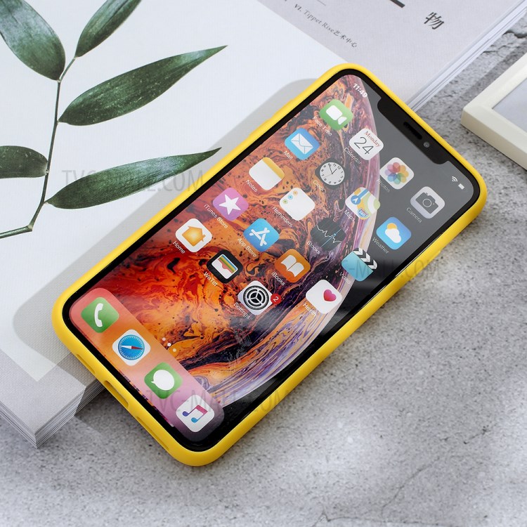 Matte PC + TPU Hybrid Case with Slide Camera Cover for iPhone XS Max 6.5 inch - Yellow-5