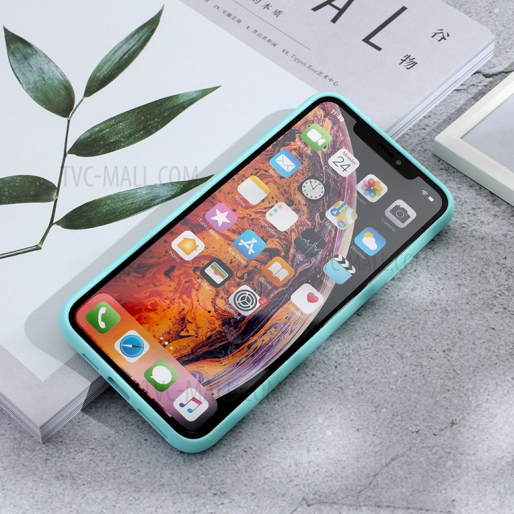Matte PC + TPU Hybrid Case with Slide Camera Cover for iPhone XS Max 6.5 inch - Cyan-5