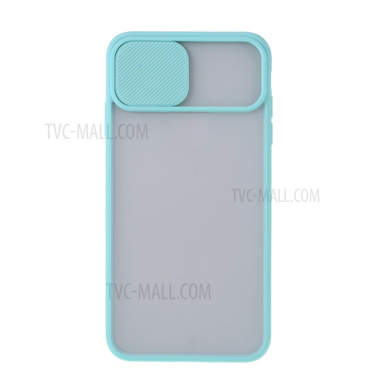 Matte PC + TPU Hybrid Case with Slide Camera Cover for iPhone XS Max 6.5 inch - Cyan-7