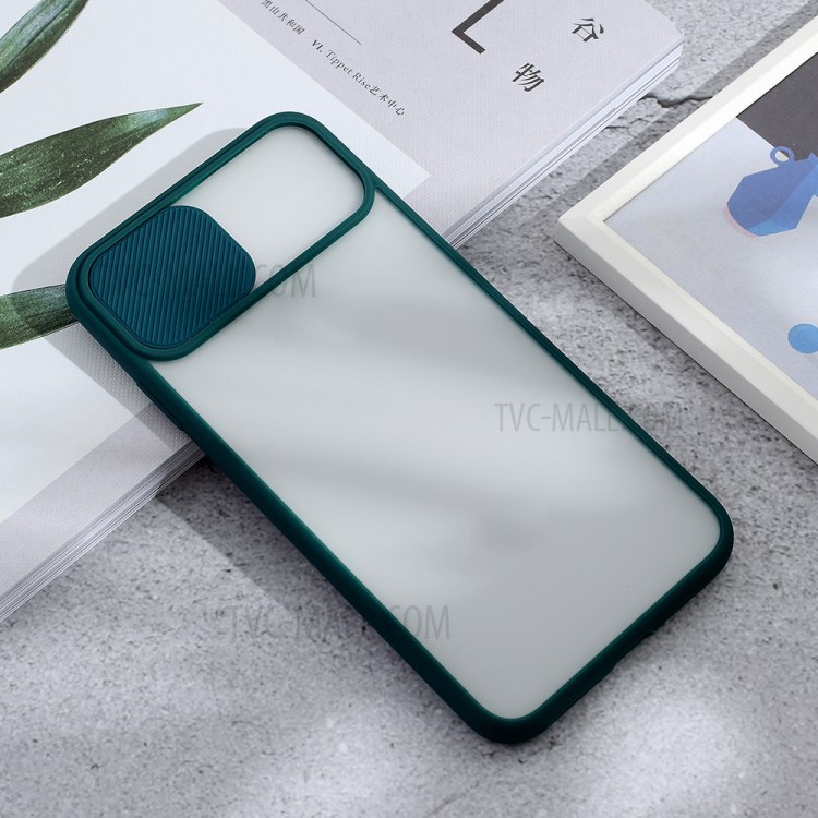 Matte PC + TPU Hybrid Case with Slide Camera Cover for iPhone XS Max 6.5 inch - Green-2