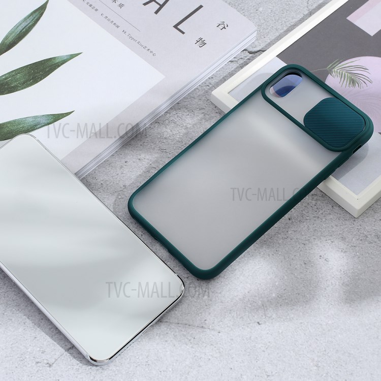 Matte PC + TPU Hybrid Case with Slide Camera Cover for iPhone XS Max 6.5 inch - Green-6