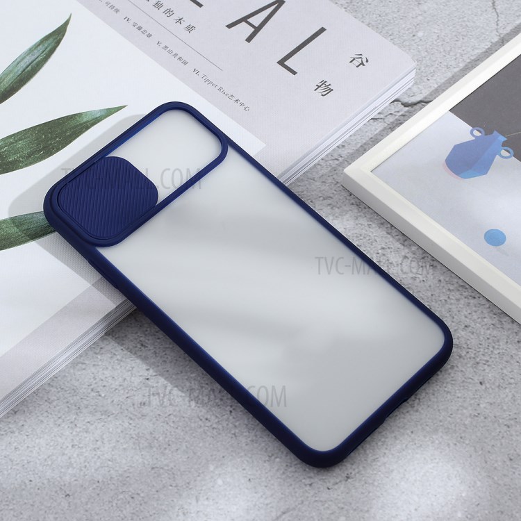 Matte PC + TPU Hybrid Case with Slide Camera Cover for iPhone XS Max 6.5 inch - Blue-3
