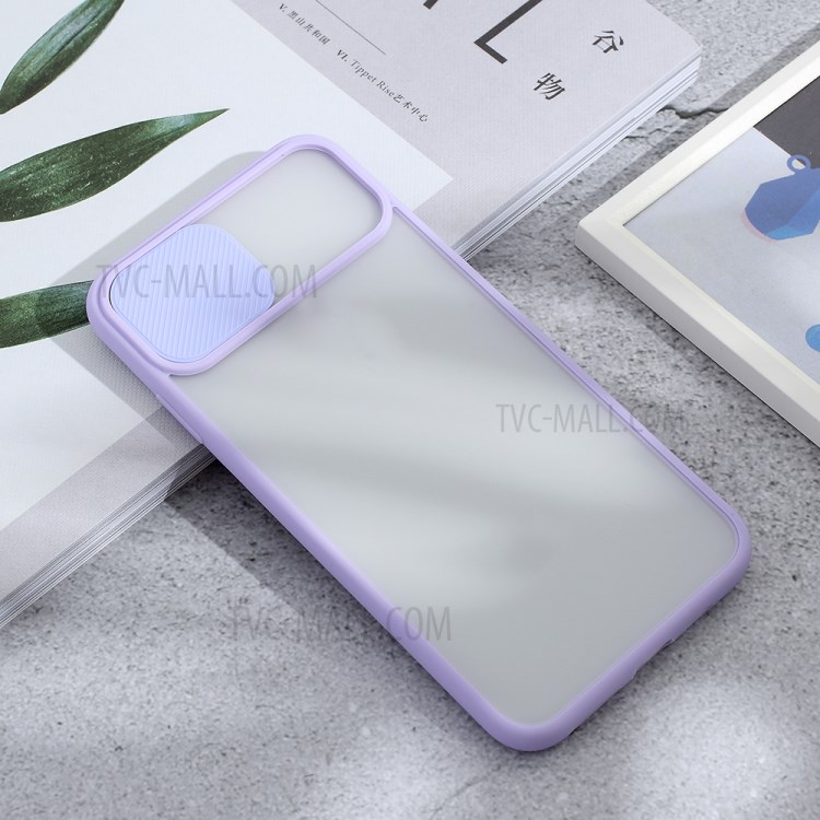 Estojo Híbrido de pc + Tpu Fosco Com Tampa de Câmera Deslizante Para Iphone XS Max 6,5 Polegadas - Roxo