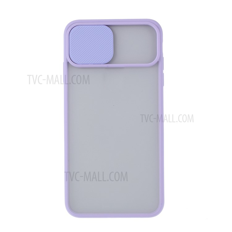 Estojo Híbrido de pc + Tpu Fosco Com Tampa de Câmera Deslizante Para Iphone XS Max 6,5 Polegadas - Roxo