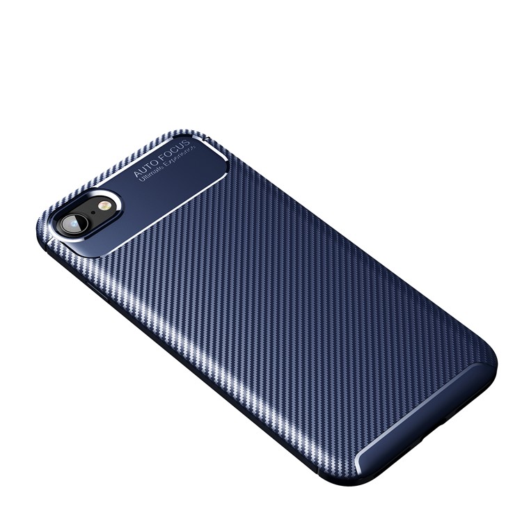 Carbon Fiber TPU Soft Cell Phone Case for iPhone SE (2nd Generation)/8/7 - Blue-1