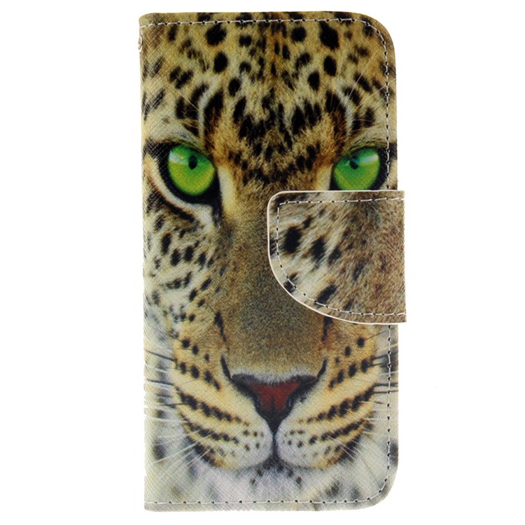 Leather Wallet Stand Case for iPhone SE/5s/5 - Tiger-1
