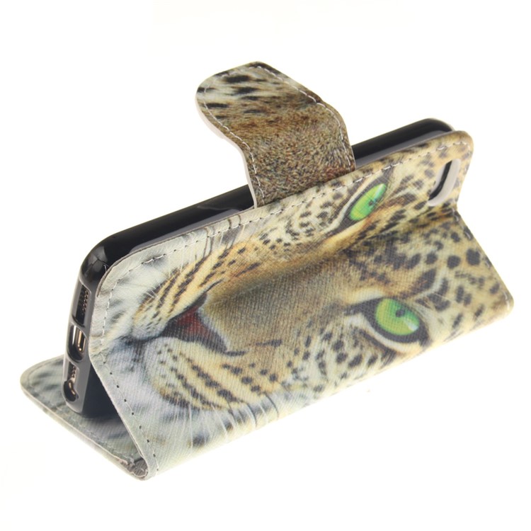 Leather Wallet Stand Case for iPhone SE/5s/5 - Tiger-6