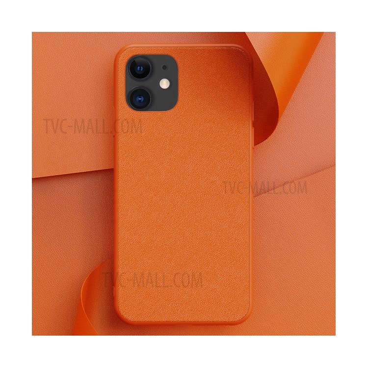 Simple Style PU Leather Coated Soft TPU Phone Case for Apple iPhone 11 6.1 inch - Orange-1