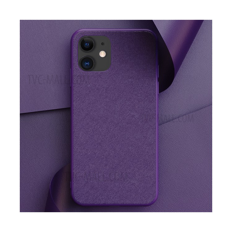 Simple Style PU Leather Coated Soft TPU Phone Case for Apple iPhone 11 6.1 inch - Purple-1