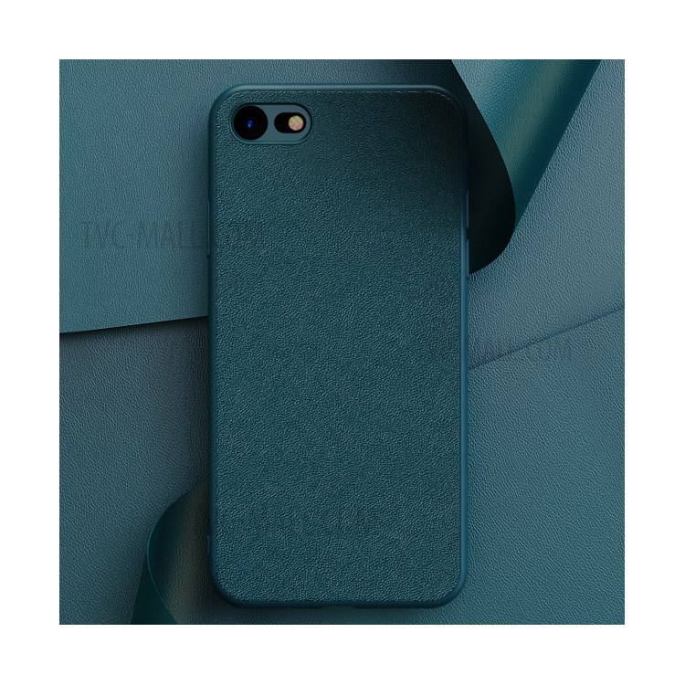 Simple Style PU Leather Coated Soft TPU Phone Cover Shell for Apple iPhone SE (2nd Generation) / 7 / 8 Dark Green-1