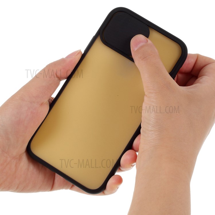 Custodia Per Telefono Ibrido PC + TPU Matte Con Copertura Della Fotocamera Per Diapositiva Per Iphone XR 6,1 Pollici - Nero