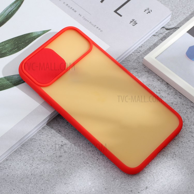 Matte PC + TPU Hybrid Phone Case with Slide Camera Cover for iPhone XR 6.1 inch - Red-2