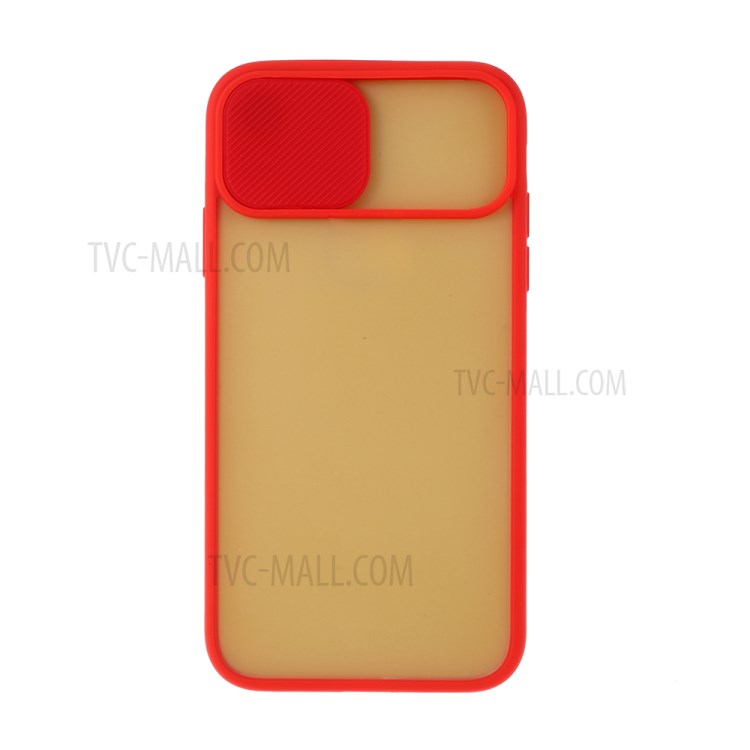 Matte PC + TPU Hybrid Phone Case with Slide Camera Cover for iPhone XR 6.1 inch - Red-7