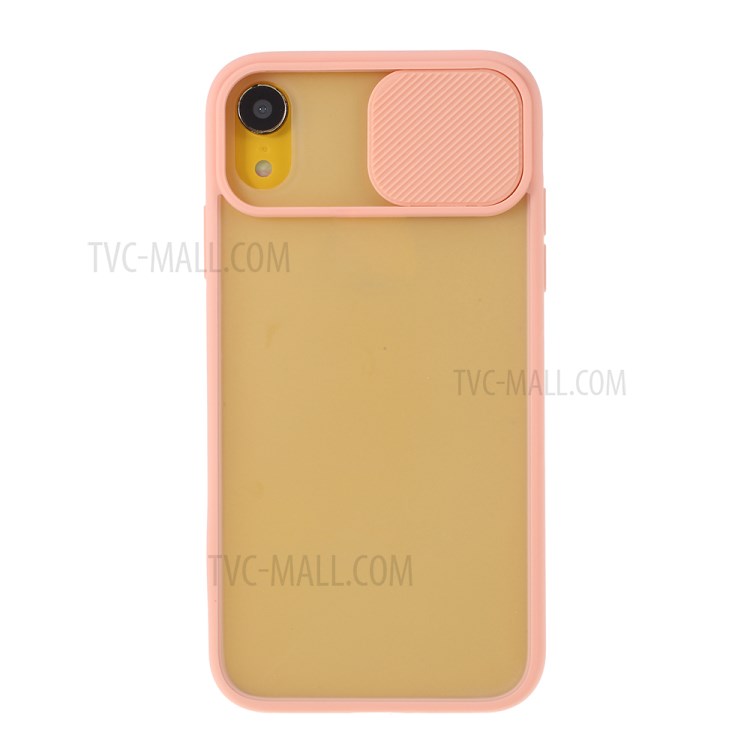 Matte PC + TPU Hybrid Phone Case with Slide Camera Cover for iPhone XR 6.1 inch - Pink-1