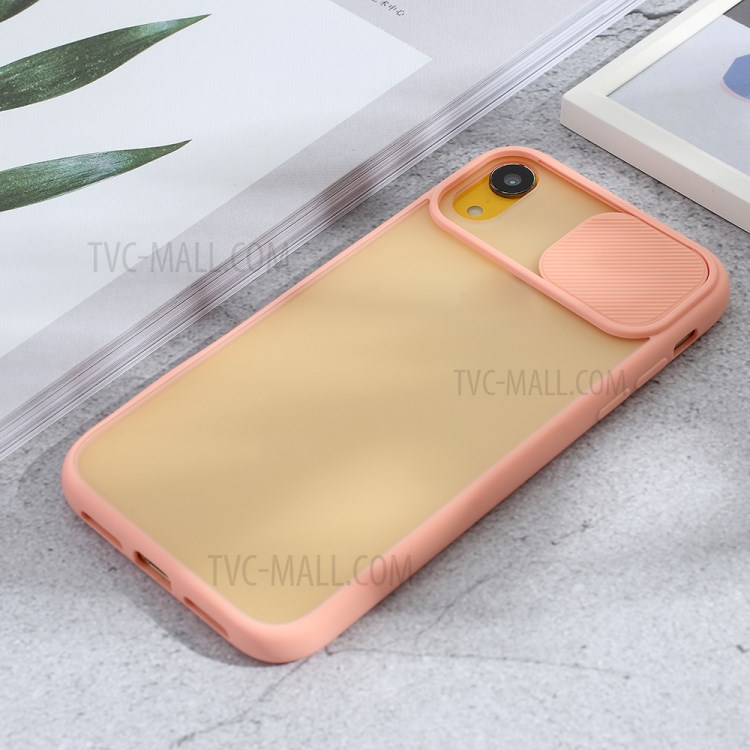 Matte PC + TPU Hybrid Phone Case with Slide Camera Cover for iPhone XR 6.1 inch - Pink-4