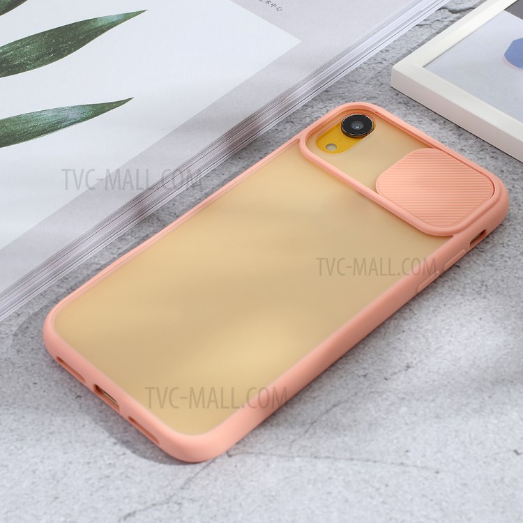 Custodia Per Telefono Ibrido PC + TPU Matte Con Copertura Della Fotocamera Per Diapositiva Per Iphone XR 6,1 Pollici - Rosa-4