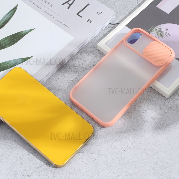 Matte PC + TPU Hybrid Phone Case with Slide Camera Cover for iPhone XR 6.1 inch - Pink-6