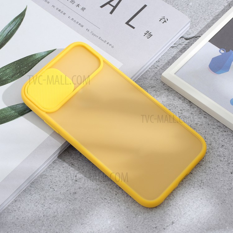 Matte PC + TPU Hybrid Phone Case with Slide Camera Cover for iPhone XR 6.1 inch - Yellow-2