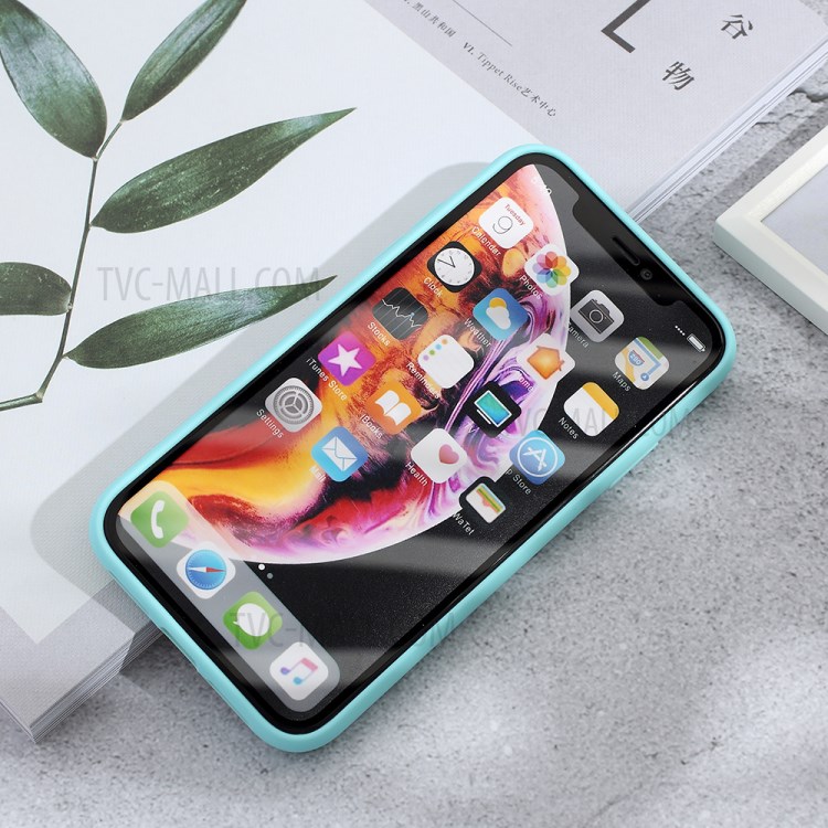 Matte PC + TPU Hybrid Phone Case with Slide Camera Cover for iPhone XR 6.1 inch - Cyan-5